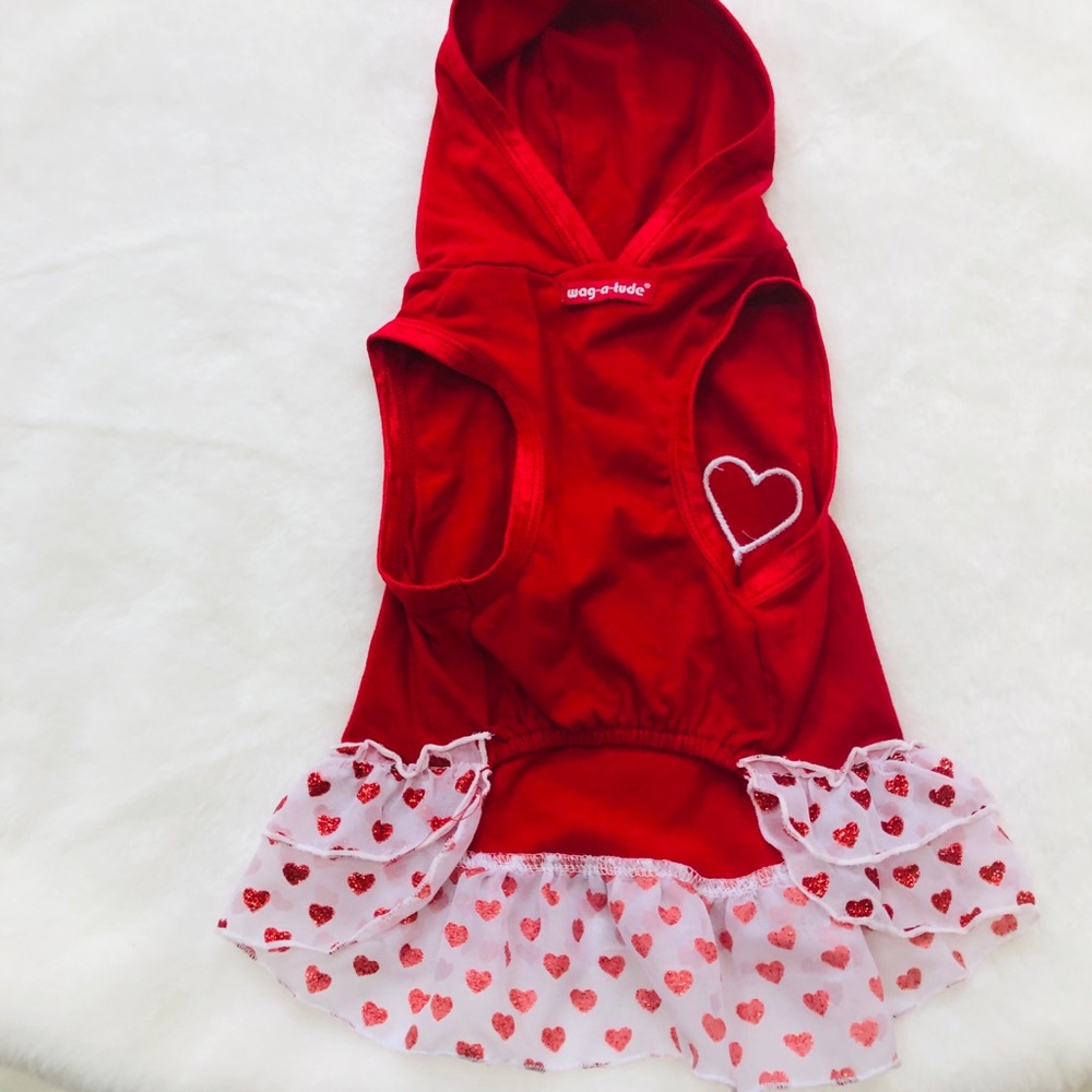 ❤️Red & White LOVE Doggie Dress with Ruffles❤️ - Picture 5 of 14